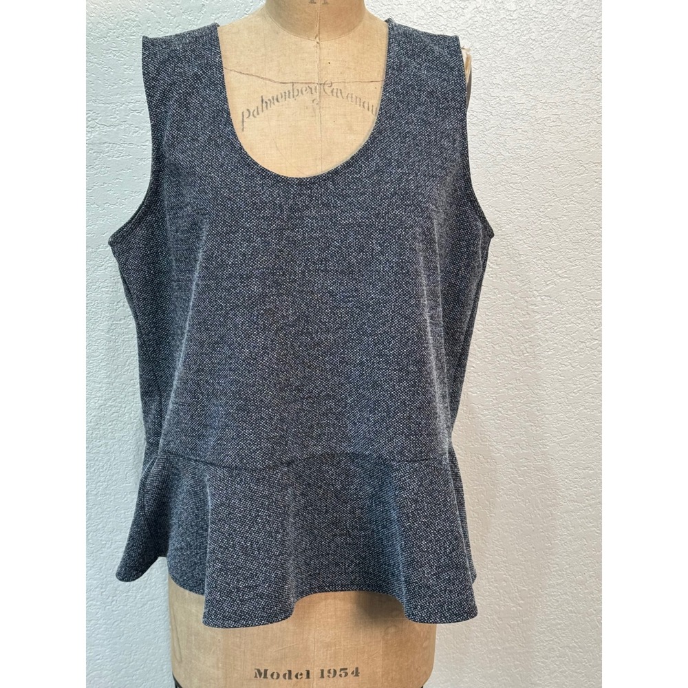 Ann Taylor Womens XXL Marled Gray Peplum Sleeveless Knit Top 472315